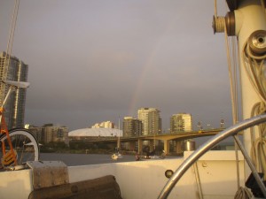 a rainbow at sunset - one example of why I'm still out here