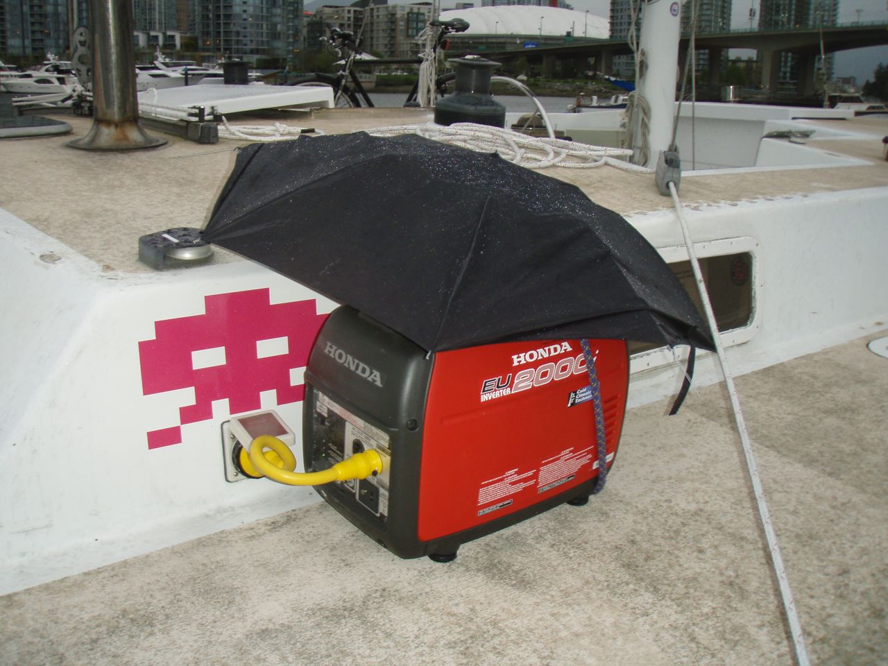 Running honda generator in rain #1