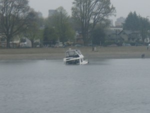 sunken powerboat