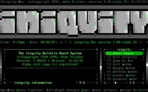 the login screen for iNiQUiTY BBS