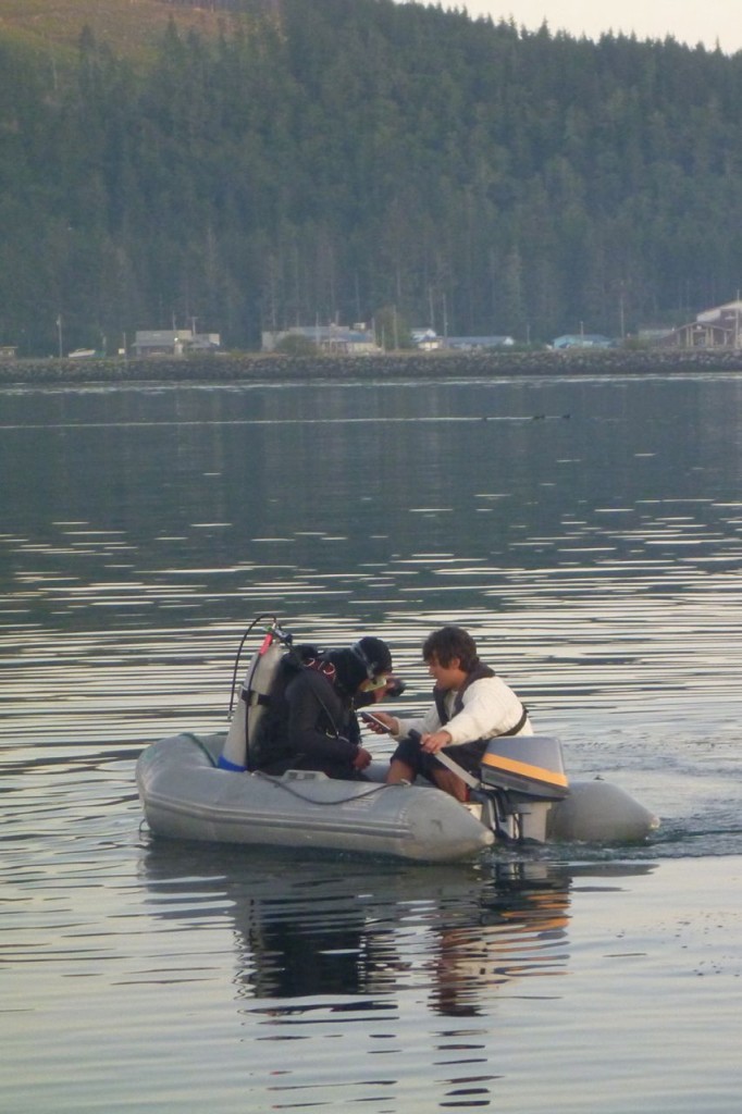 out in the zodiac with a local diver