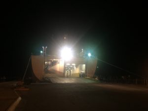 boarding the ferry to La Paz